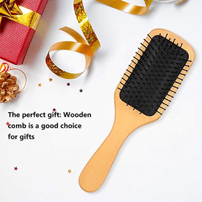 Anself Comb Hair Comb Square Air Cushion Comb Wooden Spa Massage Natural Wood Inserts Combs Anti-static Suitable for Ladies Men and Children - Image 3